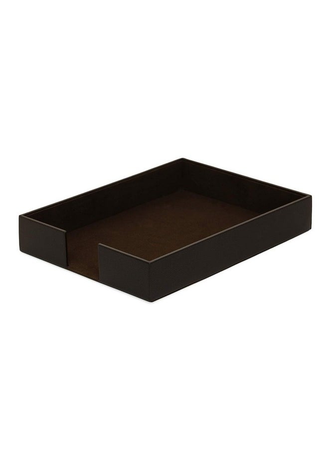 AZYEEA AZYEEA - A4 office Paper Tray for Home Office Hotel Corporate Use - Leather Rectangular Jewelry Display Tray, Letter Tray, File Tray, Document Tray, Paper Tray and Folders Holder (Brown)  - Image 3