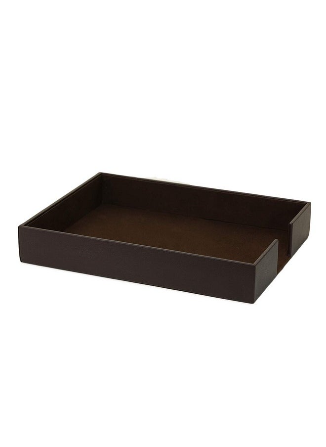 AZYEEA AZYEEA - A4 office Paper Tray for Home Office Hotel Corporate Use - Leather Rectangular Jewelry Display Tray, Letter Tray, File Tray, Document Tray, Paper Tray and Folders Holder (Brown)  - Image 1