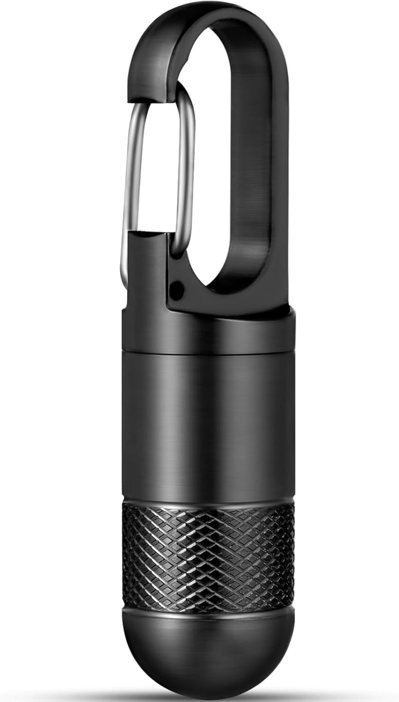 TISUR Large Weekly Pill Organizer, Titanium Keychain Pill Holder Travel Box Case Multitool EDC Every Day Carry for Men (Black -1.1inch) - Image 1