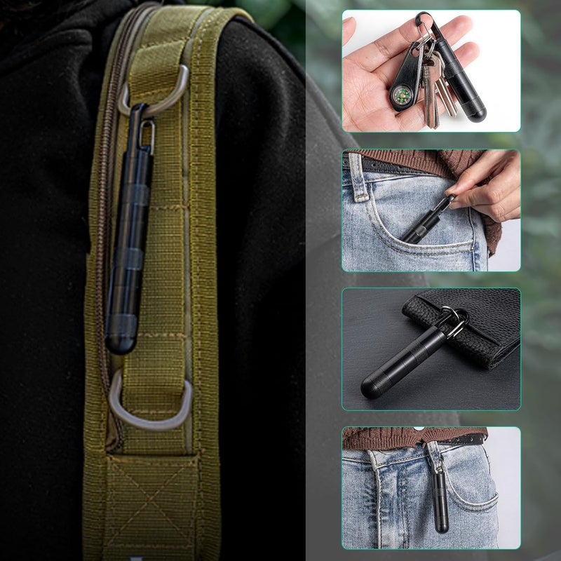 TISUR Large Weekly Pill Organizer, Titanium Keychain Pill Holder Travel Box Case Multitool EDC Every Day Carry for Men (Black -1.1inch) - Image 5