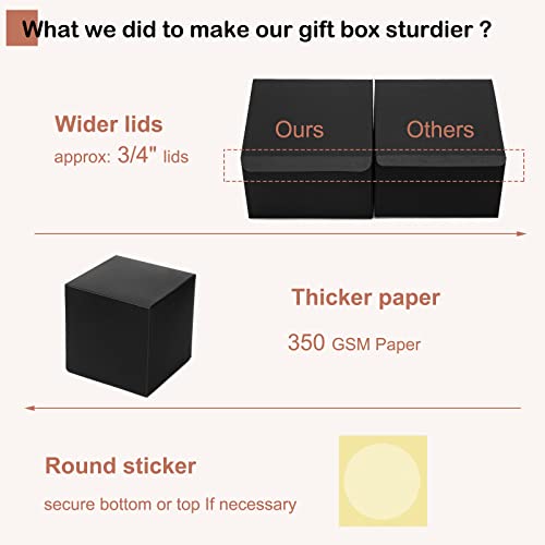 Mcfleet Black Gift Boxes with Lids 4x4x4 Inches 10 Pack Groomsmen Proposal Boxes Cardboard Gift Box for Presents, Craft Boxes for Christmas, Wedding, Graduation, Holiday, Birthday Gift Packaging - Image 3