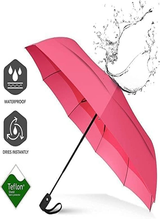BEMOX Automatic Open Travel Umbrella - Wind Vent, Big Size for Men & Women, Windproof & Rainproof (Pink) - Image 4