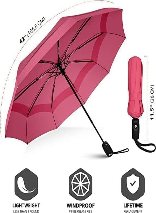 BEMOX Automatic Open Travel Umbrella - Wind Vent, Big Size for Men & Women, Windproof & Rainproof (Pink) - Image 2