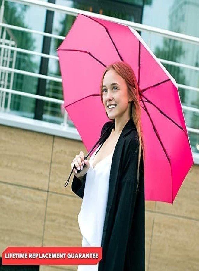 BEMOX Automatic Open Travel Umbrella - Wind Vent, Big Size for Men & Women, Windproof & Rainproof (Pink) - Image 5