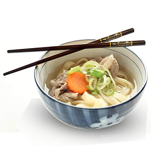 Iktu 5 Pairs Reusable Chopsticks Set - Natural Bamboo Japanese Chopsticks, Lightweight Easy to Use Chop Sticks with Case for Sushi, Noodles and Other Asian Food (Marble Design) - Image 4
