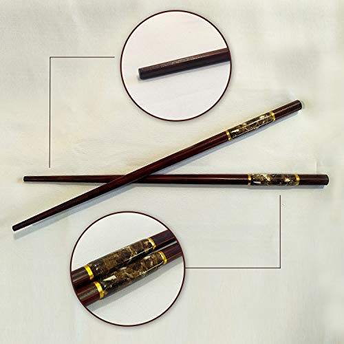 Iktu 5 Pairs Reusable Chopsticks Set - Natural Bamboo Japanese Chopsticks, Lightweight Easy to Use Chop Sticks with Case for Sushi, Noodles and Other Asian Food (Marble Design) - Image 5