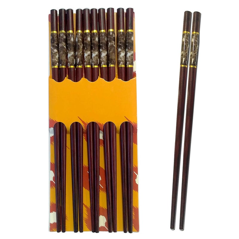 Iktu 5 Pairs Reusable Chopsticks Set - Natural Bamboo Japanese Chopsticks, Lightweight Easy to Use Chop Sticks with Case for Sushi, Noodles and Other Asian Food (Marble Design) - Image 2