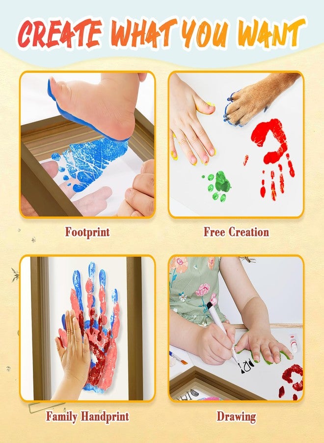 IvyWind Family Handprint Kit, DIY Hand and Footprint Kit Wooden Frame, Handmake Craft Keepsake- 6 Colors Non-Toxic Paint, Gifts for New Mom, New Parents, Mother's Day, Home Decor (Brown) - Image 4