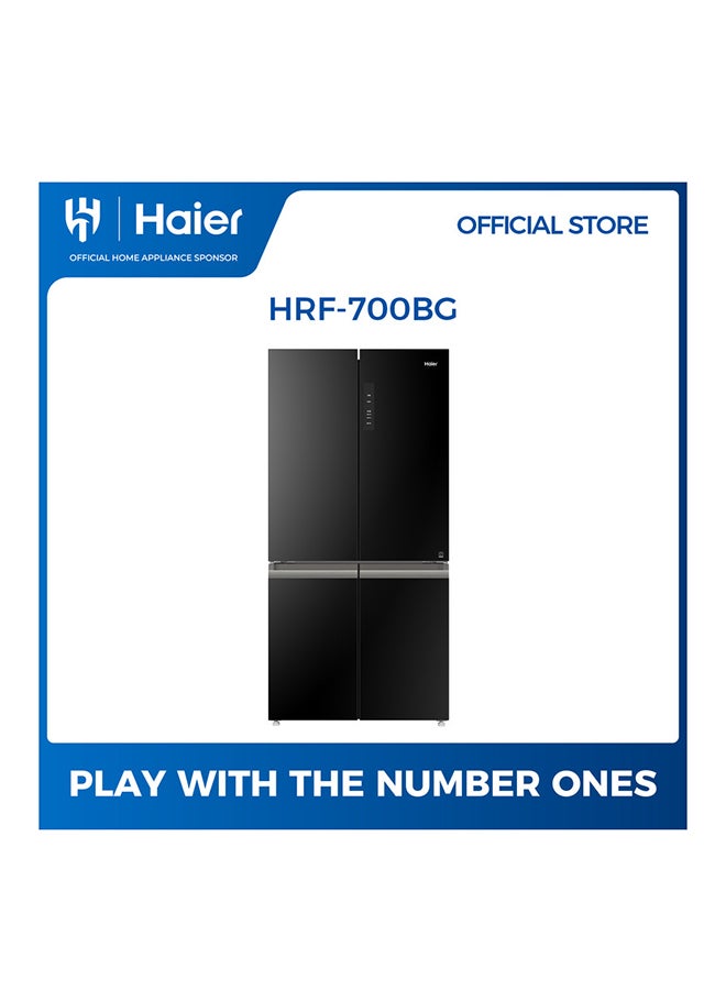 Haier 4-Door Refrigerator 14.9Cu.ft, Freezer 5.7Cu.ft, Twin Inverter HRF-700BG Black - Image 1