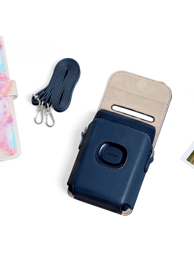 Generic Suitable For Polaroid Mini Link2 Printer Protective Cover PU Leather Bag Shoulder Bag Storage Solid Color Bag-Color:Blue  - Image 3