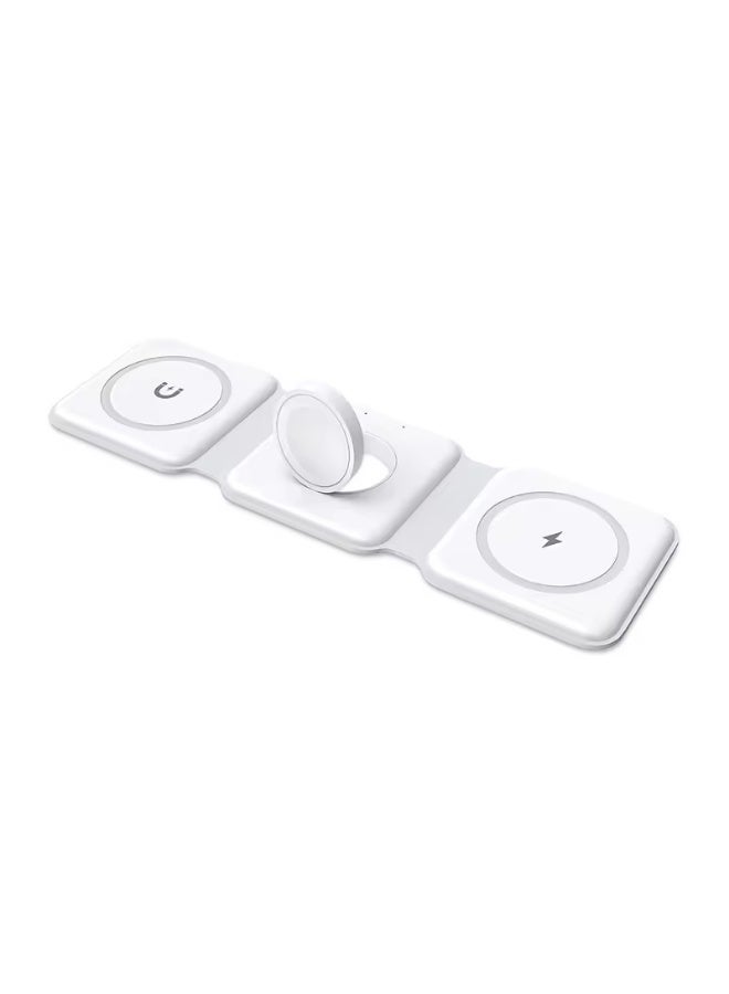 3-in-1 Magnetic Wireless Charger, Foldable Fast Charging Stand, Compatible with Apple iPhone, Apple Watch, and AirPods, Multi-Device Charging Dock