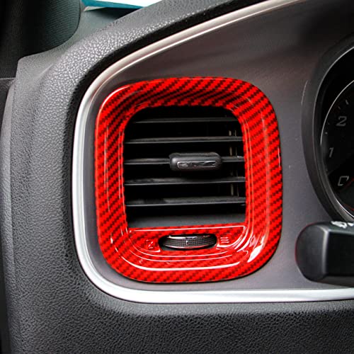 crosselec Red Carbon Fiber Air Vent Cover AC Outlet Trim kit for Dodge Charger 2015+ - Image 2