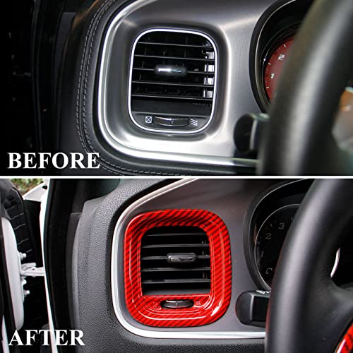 crosselec Red Carbon Fiber Air Vent Cover AC Outlet Trim kit for Dodge Charger 2015+ - Image 5