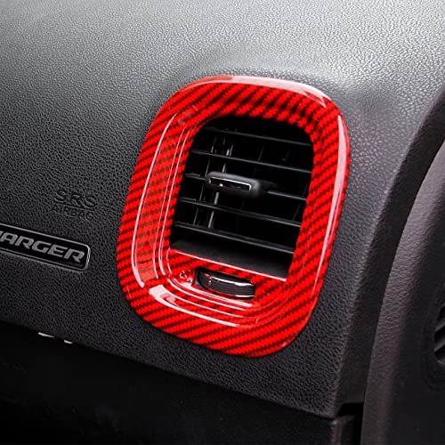 crosselec Red Carbon Fiber Air Vent Cover AC Outlet Trim kit for Dodge Charger 2015+ - Image 3