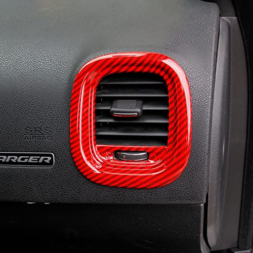 crosselec Red Carbon Fiber Air Vent Cover AC Outlet Trim kit for Dodge Charger 2015+ - Image 4