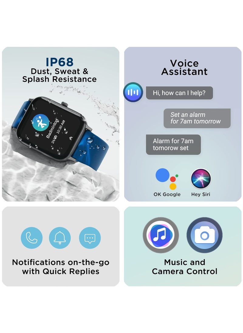 boAt Xtend Pro Smart Watch w/Advanced Dedicated Bluetooth Calling Chip, Coins,Dial Pad, 1.78 AMOLED Display,ASAP (Fast) Charge,700+ Active Modes,Health Ecosystem(Deep Blue)