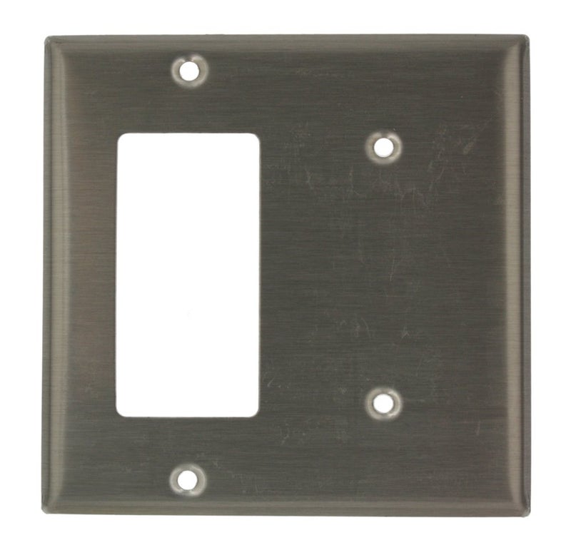 Leviton 2Gang 1Blank 1DECORA R Brand RGFCI Device Combination Wallplate Stainless Steel BLACK S1426N - Image 2