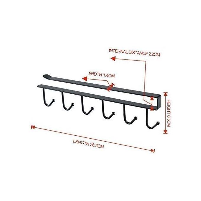 Metal coffee cup holder under shelf - multi-functional cup organizer with 6 hooks - Image 4
