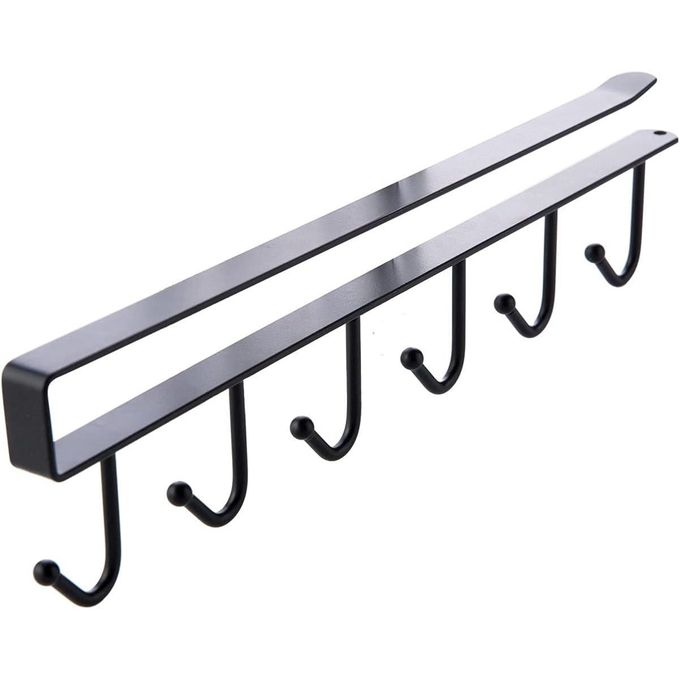 Metal coffee cup holder under shelf - multi-functional cup organizer with 6 hooks - Image 1
