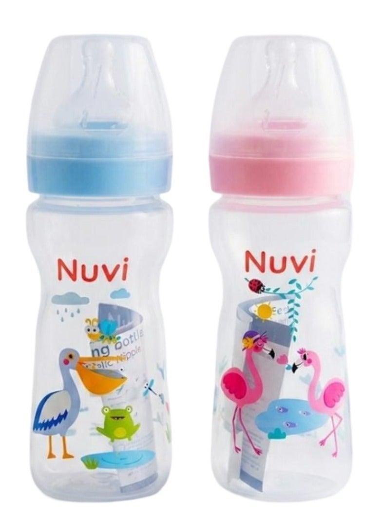Nuvi Wide Neck Streamline Plastic Feeding Bottle 240ml - Assorted - Image 1