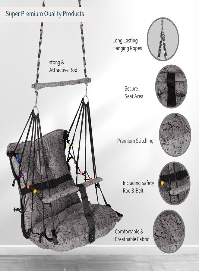 Sprointal Swing for Kids, Baby Swing Chair Cotton Children Folding and Washable 1-5 Years Swing with Safety Belt,Home and Garden Jhula for Babies |Swing for Kids|Hanging Cradle (Grey) - Image 4
