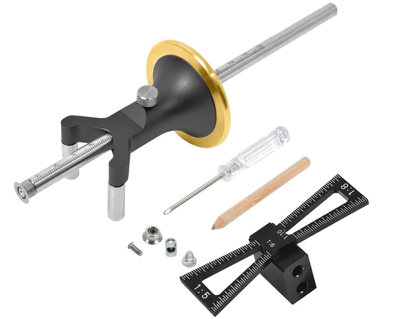 YOSELIN Dovetail Jig Wheel Marking Gauge - Adjustable Precision Wood Scribe Tool with Dual Scale (1/32" & 1mm), Multifunctional Linear & Arc Guide for Woodworking, Carpentry（Black） - Image 1