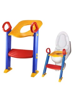 BLOOMING TIME Child-Friendly Toilet Seat with Ladder: Easy Installation and Comfort in Blue and Red  - Image 2
