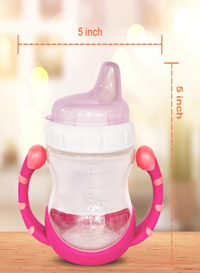 Kidbea® Baby Feeding Sipper Cup Bottle | 200ml Wide Neck, Soft Silicone Spout, Anti-Spill, Dual Grip Handles & BPA Free | Pack of 2 (Blue & Pink) - Image 4