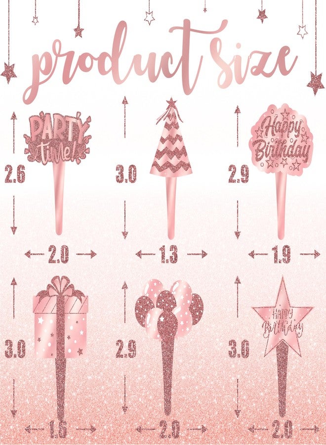 Celee 48 PCS Pink Rose Gold Cupcake Toppers - Perfect for Rose Gold Party Decorations, Birthday Themes, and Elegant Celebrations - Image 2