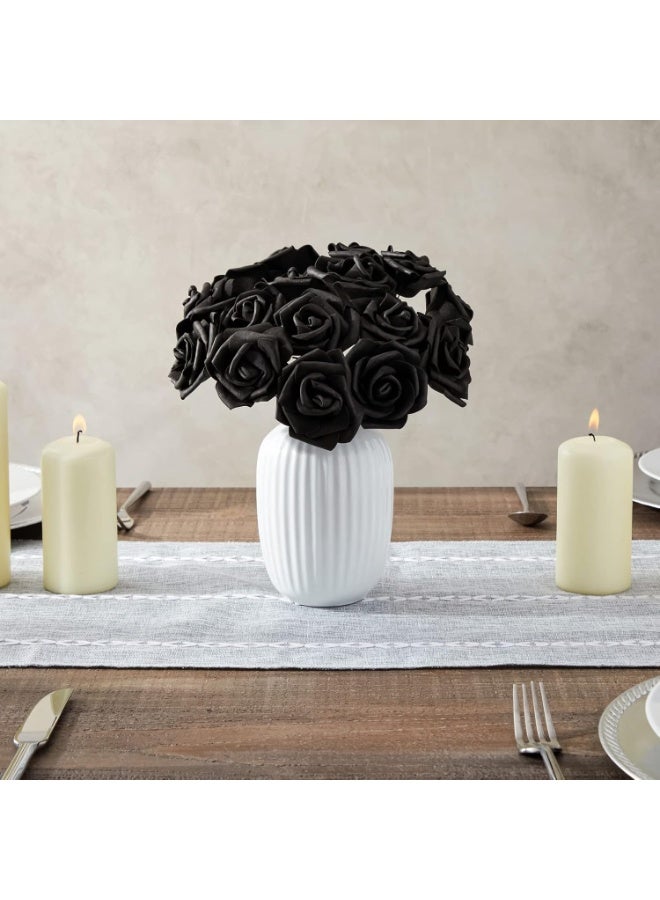 Bright Creations 100-Pack Black Artificial Flowers, Fake Foam Flowers for Halloween Decorations, DIY Crafts, Bouquets, and Black-Themed Parties (3 Inches) - Image 2