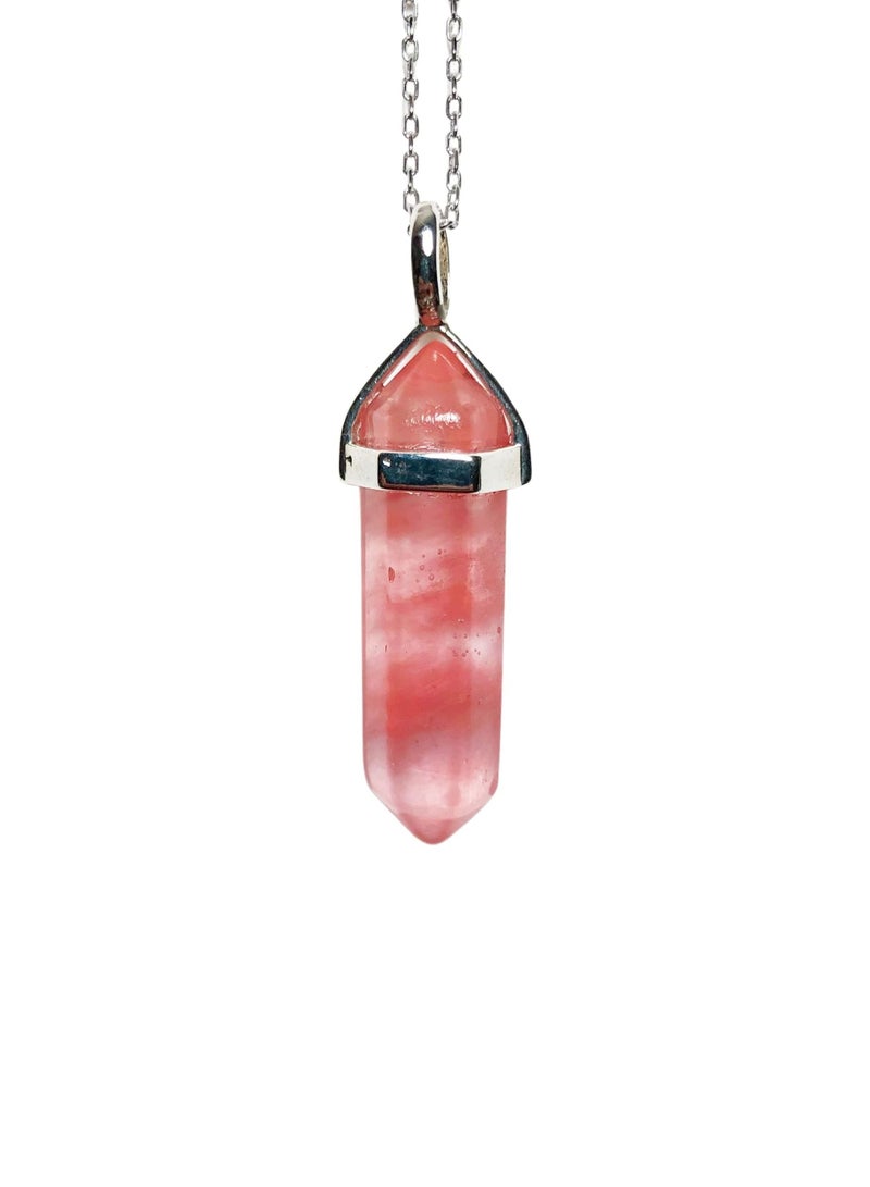 TRINKETS BOUTIQUE TRINKETS BOUTIQUE Stone Necklaces | Authentic Silver | Metal Pendant | Chain length: 43cm, adjustable (CHERRY QUARTZ) - Image 1