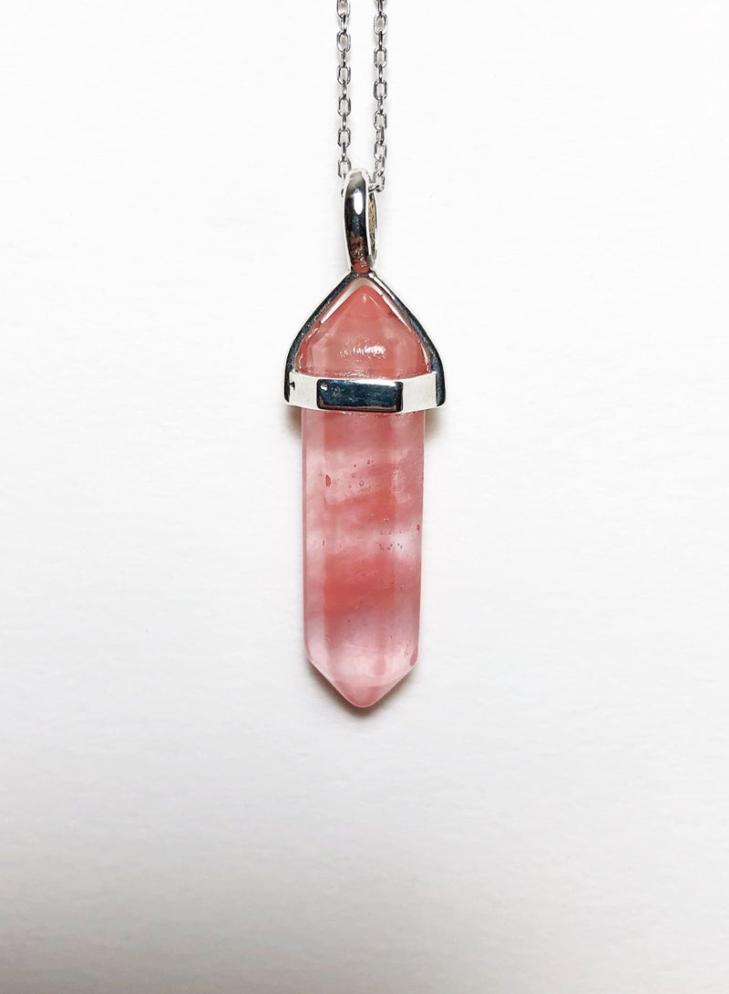 TRINKETS BOUTIQUE TRINKETS BOUTIQUE Stone Necklaces | Authentic Silver | Metal Pendant | Chain length: 43cm, adjustable (CHERRY QUARTZ) - Image 2