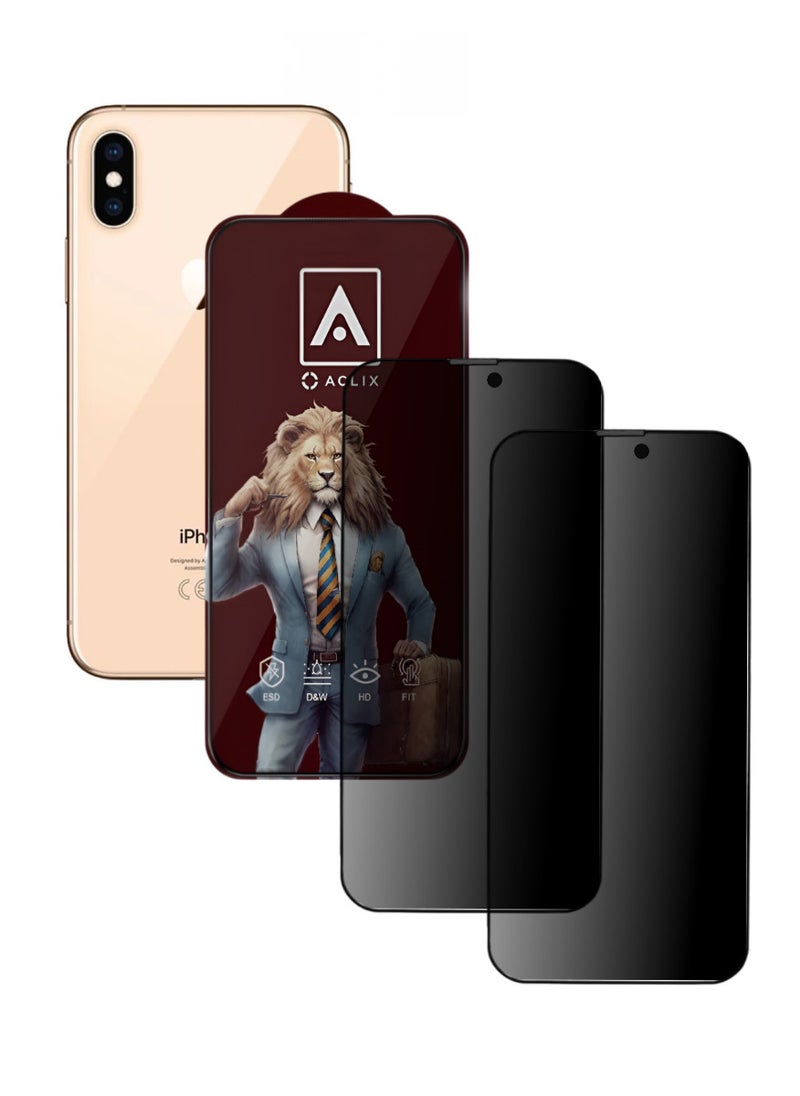 ACLIX 2 Pieces Antistatic ESD Dustproof Premium Quality High Definition Anti-Spy Privacy Tempered Glass Screen Protector Designed For  iPhone XS Max - Image 1