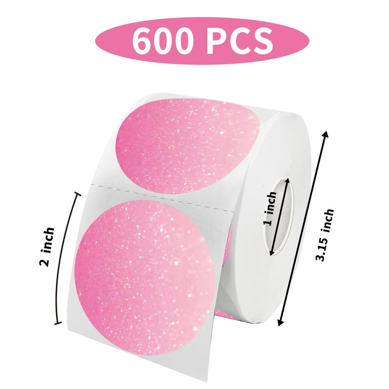 STARLIBOO Pink 2 Inch Round Thermal Sticker Labels, 600/Roll, Direct Thermal Printer Stickers for Business Organizing - Image 2