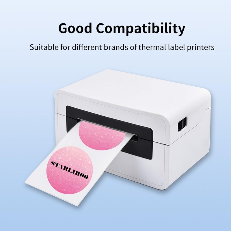 STARLIBOO Pink 2 Inch Round Thermal Sticker Labels, 600/Roll, Direct Thermal Printer Stickers for Business Organizing - Image 4