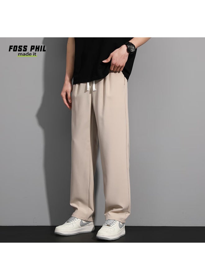 Foss Phil Men's Dress Pants, Spring And Summer Straight-leg Ice Silk Thin Trousers, Versatile Casual Pants, C55 Apricot Color, Size L - Image 2