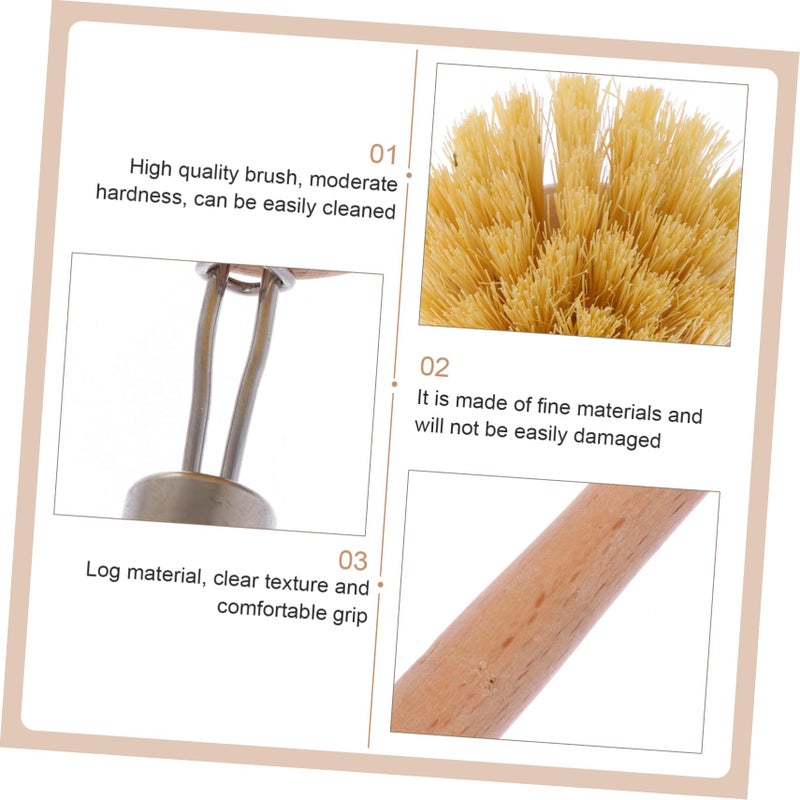 2 Piece Long Handle Cleaning Brush Set Palm Wood PET Fiber Bristles For Kitchen And Bathroom - Image 5