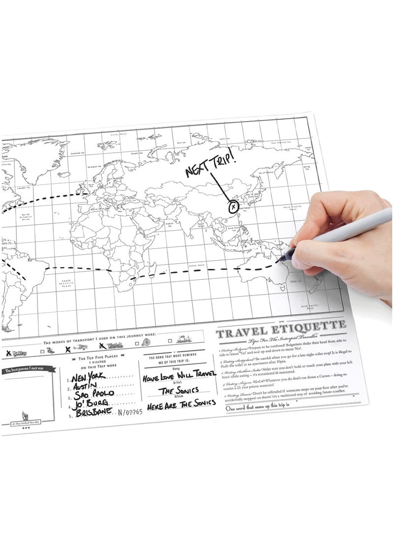 Luckies of London Ltd Luckies | Scratch Map Original Travel Size | Scratch Off World Map | Wall Art & Scratching Art | Mini World Maps Poster To Track Travels | Travel Journal Alternative & Traveling Gifts | Small  - Image 3