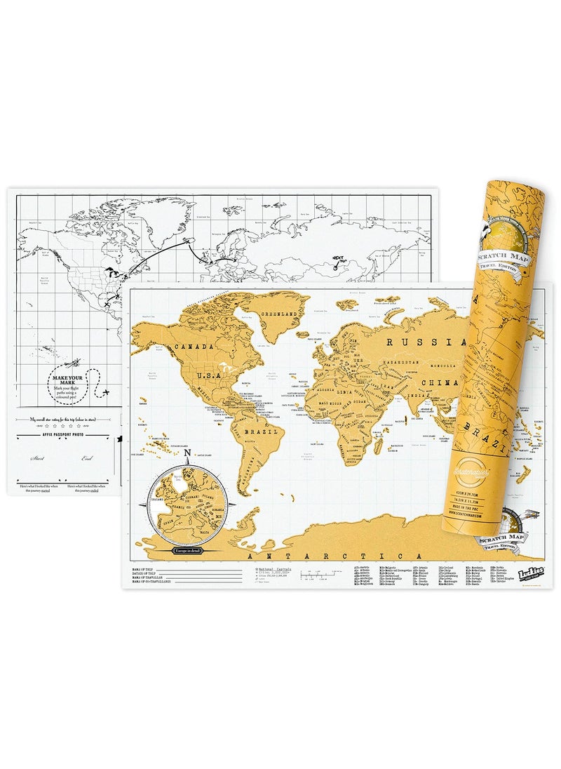 Luckies of London Ltd Luckies | Scratch Map Original Travel Size | Scratch Off World Map | Wall Art & Scratching Art | Mini World Maps Poster To Track Travels | Travel Journal Alternative & Traveling Gifts | Small  - Image 2