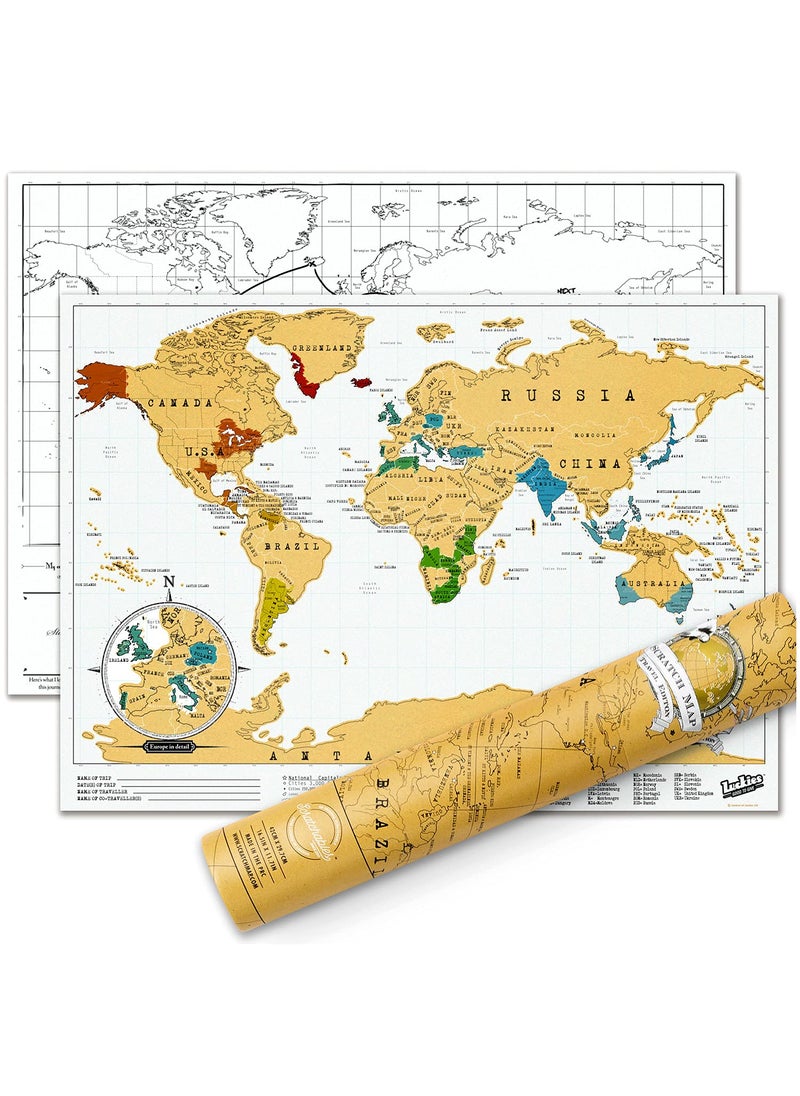 Luckies of London Ltd Luckies | Scratch Map Original Travel Size | Scratch Off World Map | Wall Art & Scratching Art | Mini World Maps Poster To Track Travels | Travel Journal Alternative & Traveling Gifts | Small  - Image 1