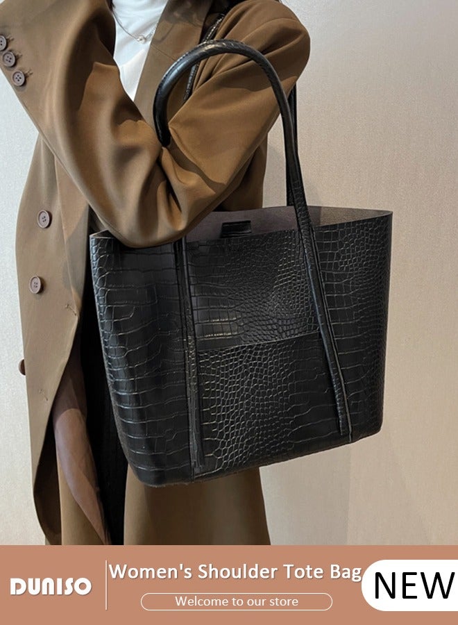 DUNISO Women's Shoulder Tote Bag Faux Leather Handbag for Women Large Capacity Messenger Fashionable Travel Shoulder Bag for Ladies Girls College Students - Image 1