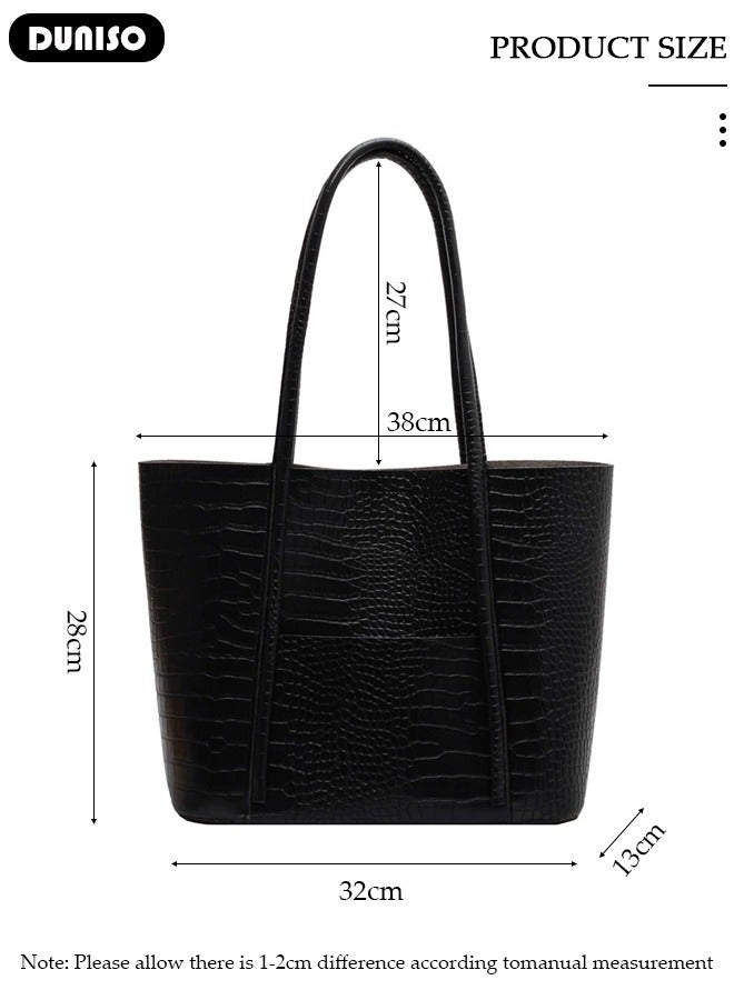 DUNISO Women's Shoulder Tote Bag Faux Leather Handbag for Women Large Capacity Messenger Fashionable Travel Shoulder Bag for Ladies Girls College Students - Image 4