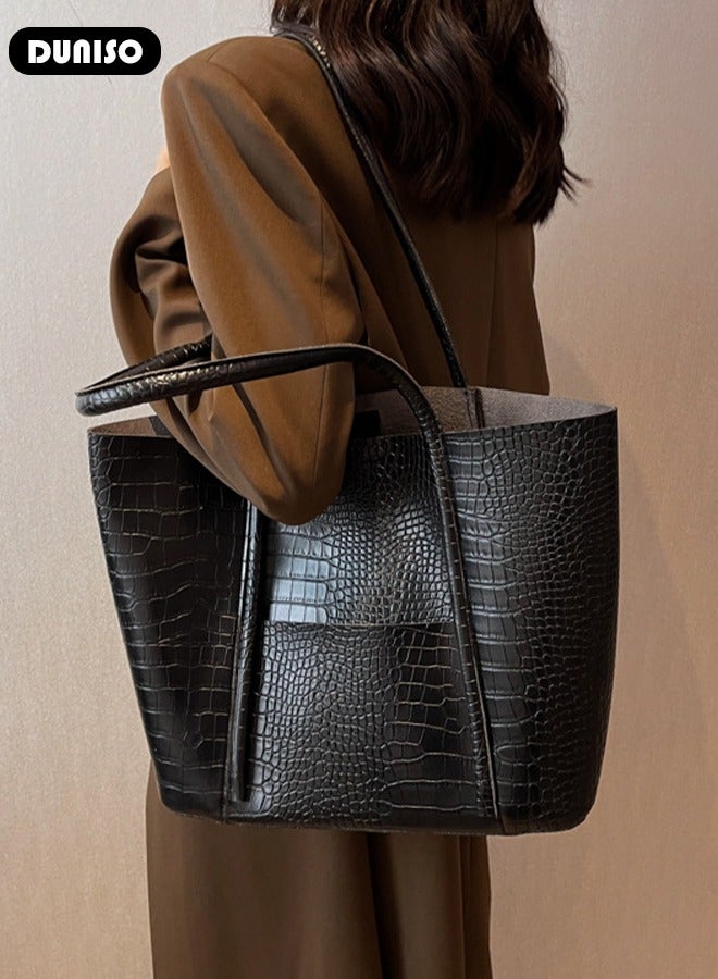 DUNISO Women's Shoulder Tote Bag Faux Leather Handbag for Women Large Capacity Messenger Fashionable Travel Shoulder Bag for Ladies Girls College Students - Image 5