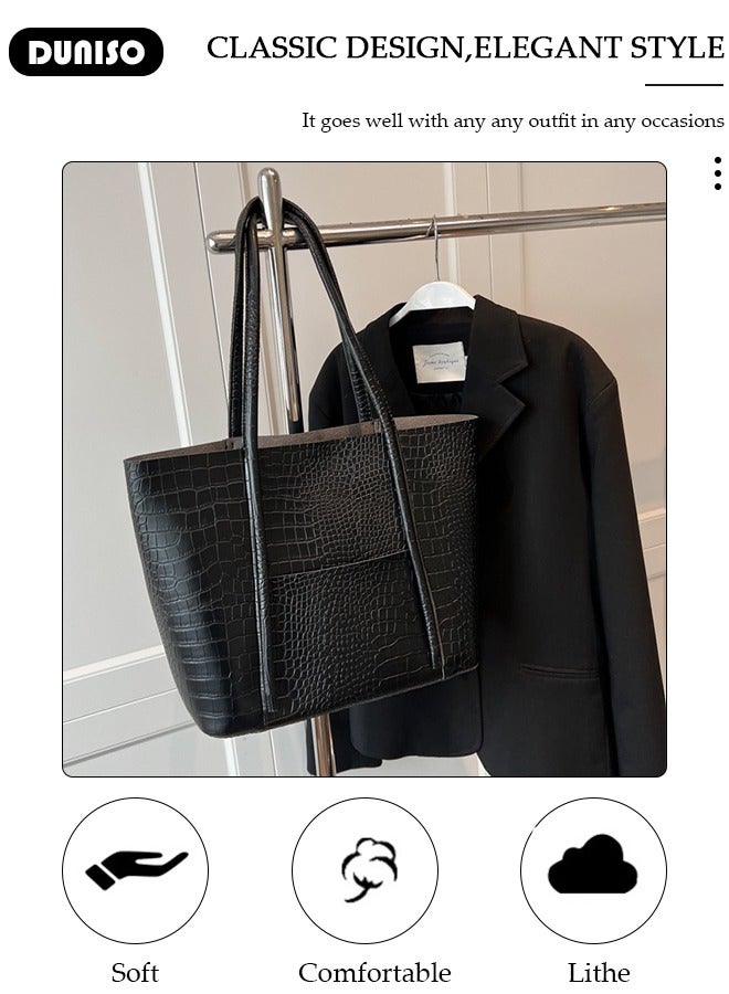 DUNISO Women's Shoulder Tote Bag Faux Leather Handbag for Women Large Capacity Messenger Fashionable Travel Shoulder Bag for Ladies Girls College Students - Image 3