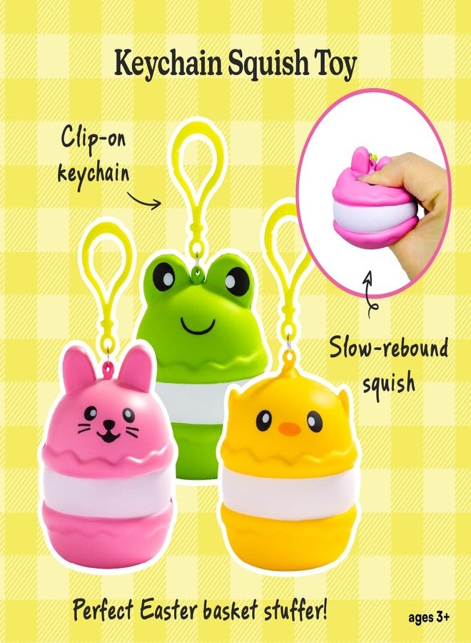 Cool Things Corp Easter Slow Rebound Squishy Keychain Toys for Kids, Soft Squeeze Stress Relief Squish Toy Clips in Cute Animal Designs, Sensory Fidget Toys for Party Favors, Basket Stuffers & Non-Candy Easter Gifts - Image 2