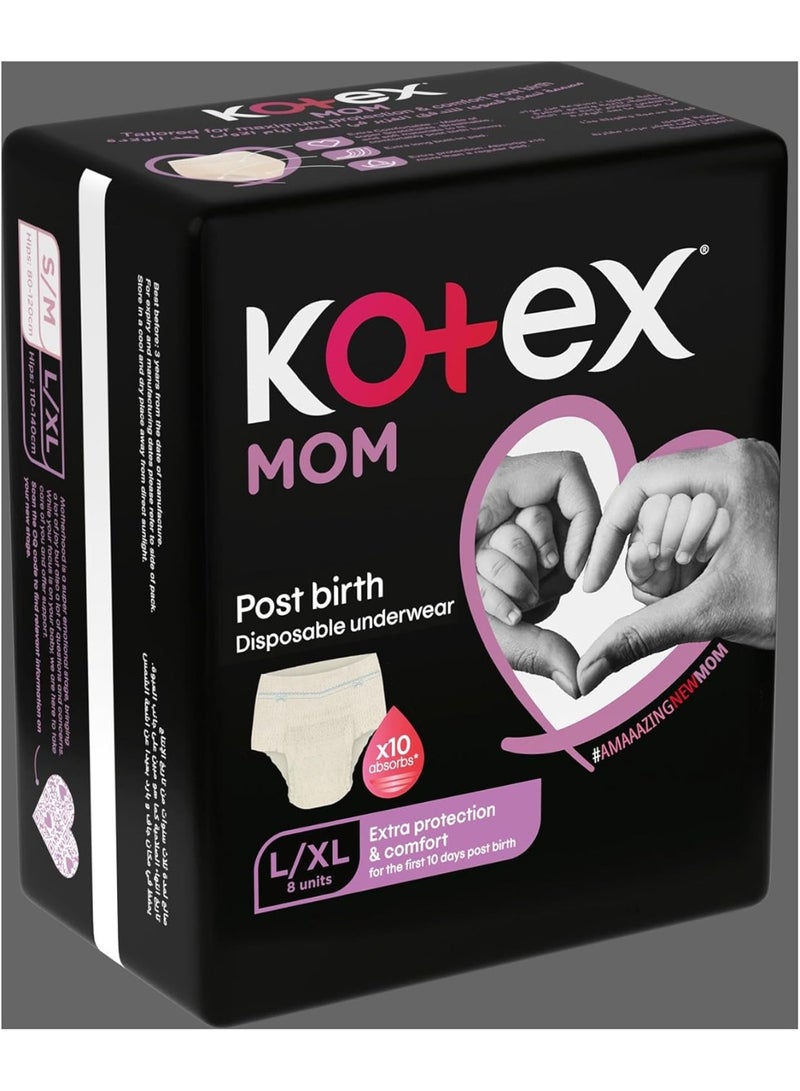 Kotex Mom Post Birth Disposable Underwear Panties Large & Extra Large Extra Protection & Comfort 8 Pcs - Image 3