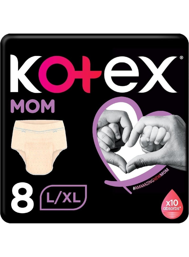 Kotex Mom Post Birth Disposable Underwear Panties Large & Extra Large Extra Protection & Comfort 8 Pcs - Image 1