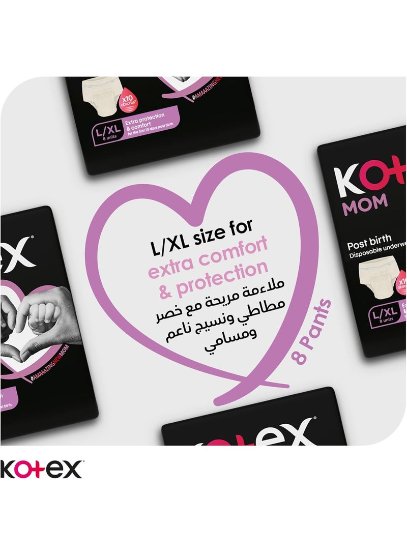 Kotex Mom Post Birth Disposable Underwear Panties Large & Extra Large Extra Protection & Comfort 8 Pcs - Image 5