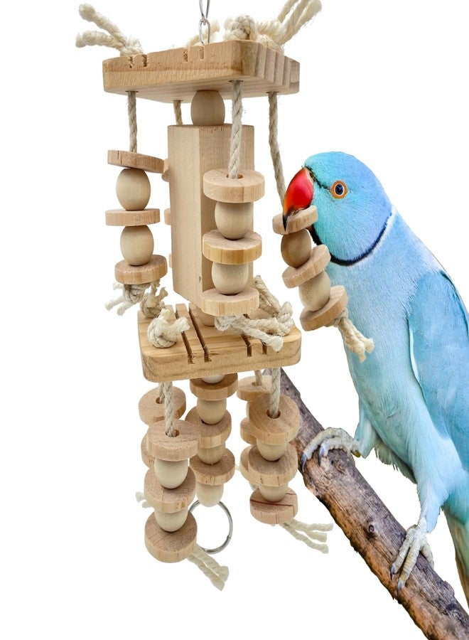 GILYGI Dye-Free Block & Knot Chewing Toys for Medium and Large Parrots - Natural Wooden Bird Toys for Parakeet, Conures, Cockatiels, African Greys, Cockatoos, Amazon Parrots, Quakers - Image 1