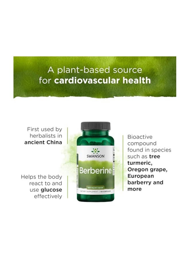 Swanson Berberine 400mg – 97% Pure Berberine HCl – Natural Support for Blood Sugar, Cholesterol & Heart Health – 60 Veg Capsules - Image 4